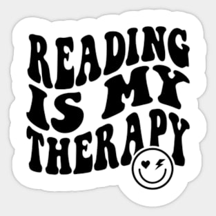 Reading is My Therapy Groovy Cute Reader Bookworm Gifts 2024 Sticker